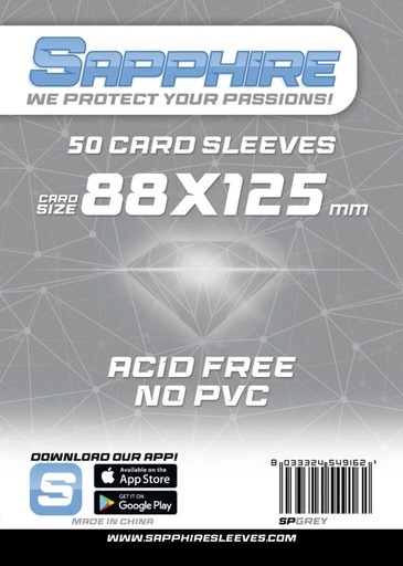 Bustine Sapphire Sleeves – GREY (88x125mm)
