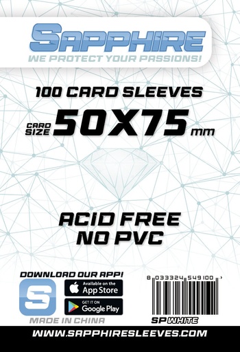 Bustine Sapphire Sleeves – WHITE (50x75mm)
