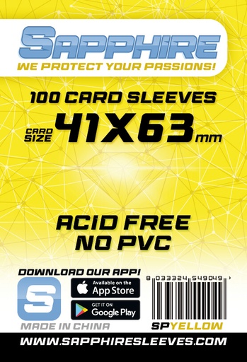 Bustine Sapphire Sleeves – YELLOW (41x63mm)

